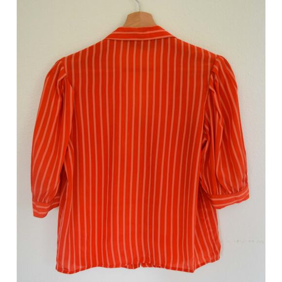 Vintage Striped Silk Puff Sleeve Blouse - Picture 6 of 6